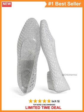 Women's Jelly Low Heel Mary Jane Sandals Closed Toe Water-Friendly Flats
